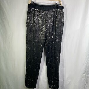 Trouvé black, sequin elastic waist trousers: